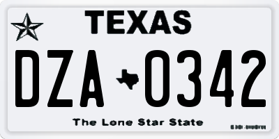 TX license plate DZA0342