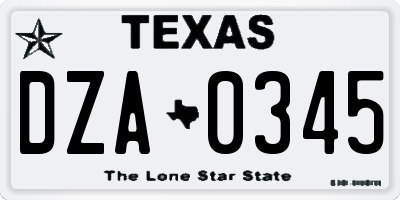 TX license plate DZA0345