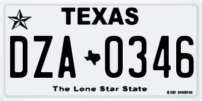 TX license plate DZA0346