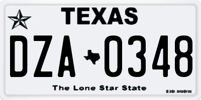TX license plate DZA0348