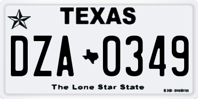 TX license plate DZA0349