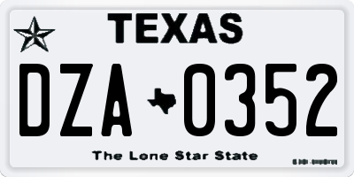 TX license plate DZA0352
