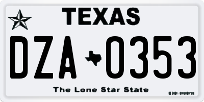 TX license plate DZA0353