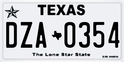 TX license plate DZA0354