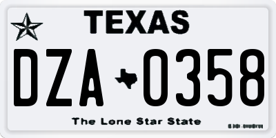TX license plate DZA0358