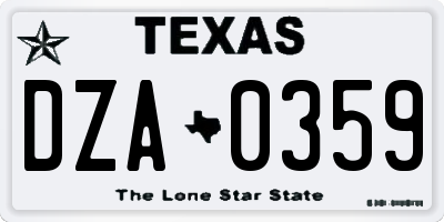 TX license plate DZA0359