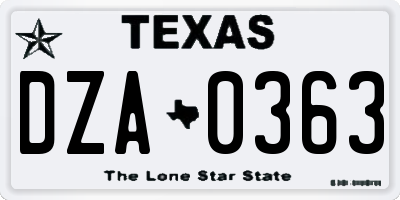 TX license plate DZA0363