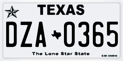 TX license plate DZA0365