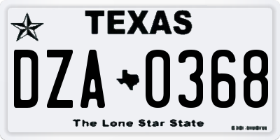TX license plate DZA0368