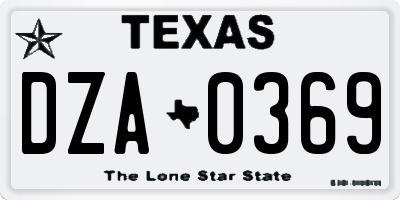 TX license plate DZA0369