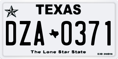 TX license plate DZA0371