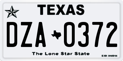 TX license plate DZA0372
