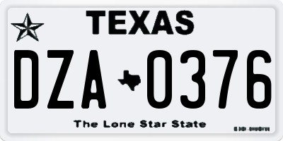 TX license plate DZA0376