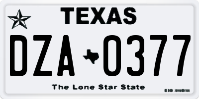 TX license plate DZA0377