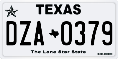 TX license plate DZA0379