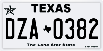 TX license plate DZA0382
