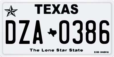 TX license plate DZA0386
