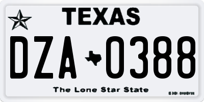 TX license plate DZA0388