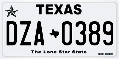 TX license plate DZA0389