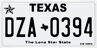 TX license plate DZA0394