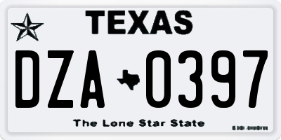 TX license plate DZA0397