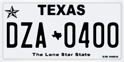 TX license plate DZA0400