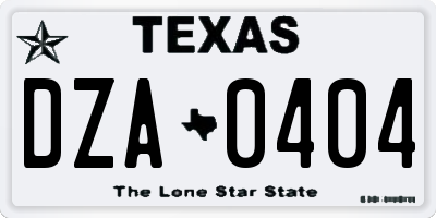 TX license plate DZA0404