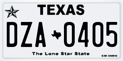 TX license plate DZA0405