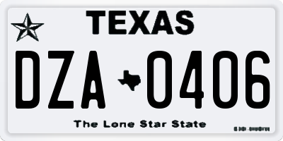 TX license plate DZA0406