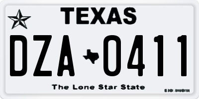 TX license plate DZA0411