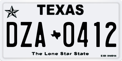 TX license plate DZA0412