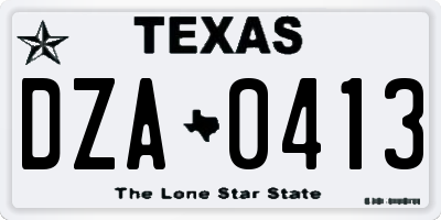 TX license plate DZA0413