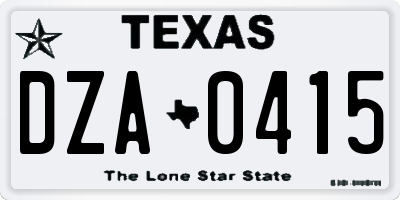 TX license plate DZA0415