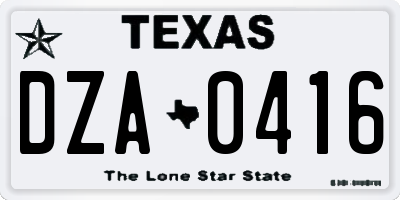TX license plate DZA0416