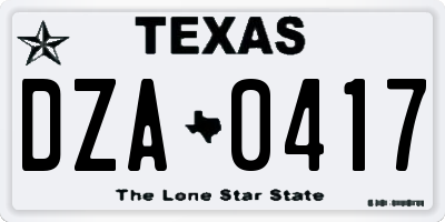 TX license plate DZA0417