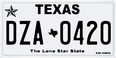 TX license plate DZA0420