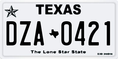 TX license plate DZA0421