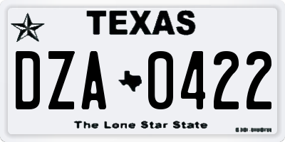 TX license plate DZA0422