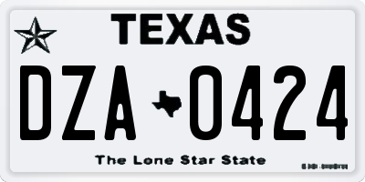 TX license plate DZA0424