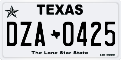 TX license plate DZA0425