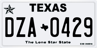 TX license plate DZA0429