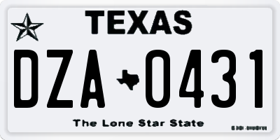 TX license plate DZA0431