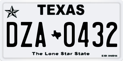 TX license plate DZA0432