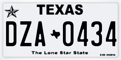 TX license plate DZA0434