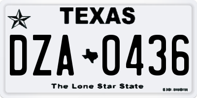 TX license plate DZA0436