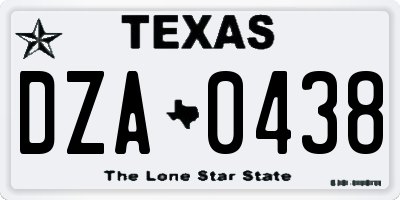 TX license plate DZA0438