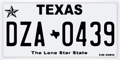TX license plate DZA0439