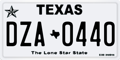 TX license plate DZA0440