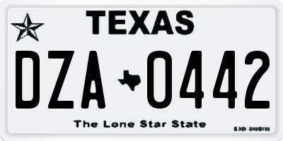 TX license plate DZA0442
