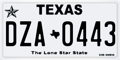 TX license plate DZA0443